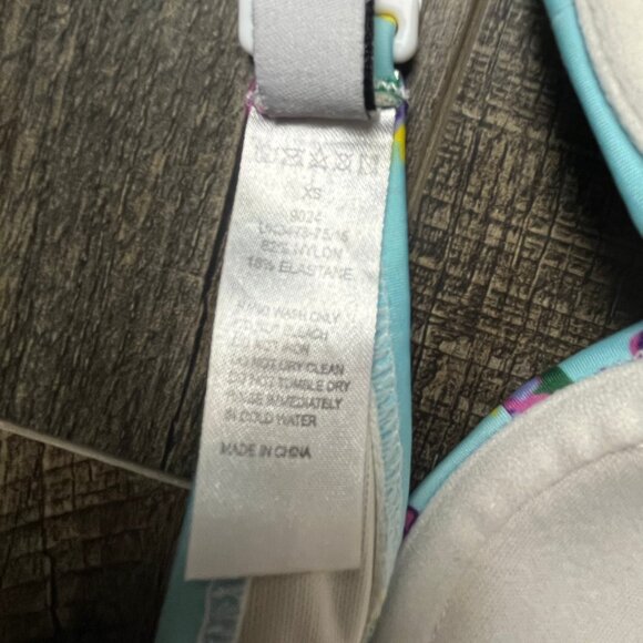 Hell Bunny Vixen Blue Floral Halter Bikini Top Swim Suit ((XS)) - Picture 4 of 4